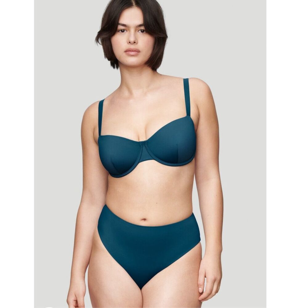 NWT CUUP The Balconette Top in Blue Horizon UPF 50 Slide and Set Size 4 34B